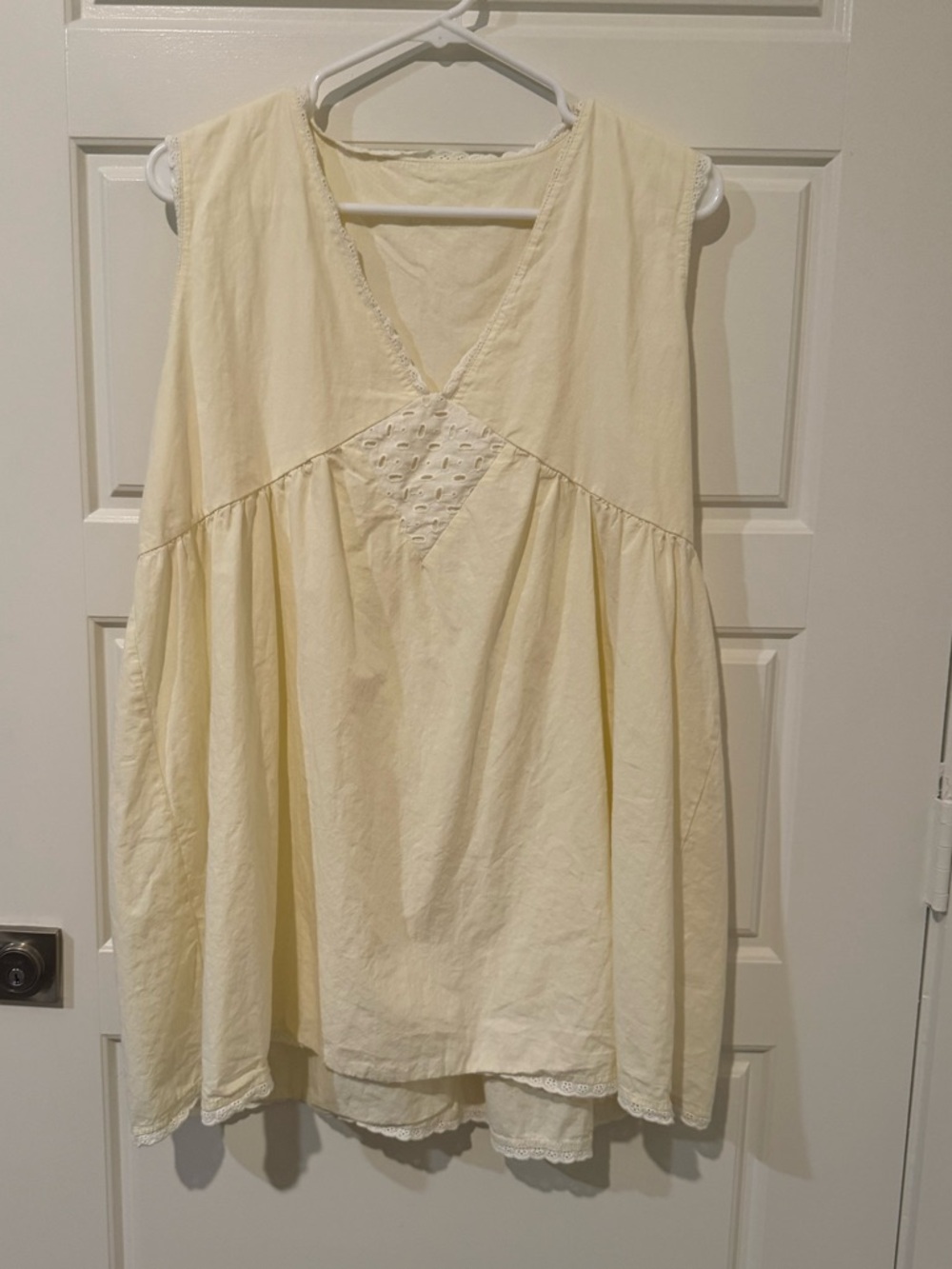 Sleeveless Cream V-Neck Peasant dress